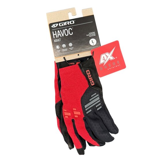 Giro Havoc Adult Gloves Large 4X Suede Red & Black Cycling - Picture 1 of 5